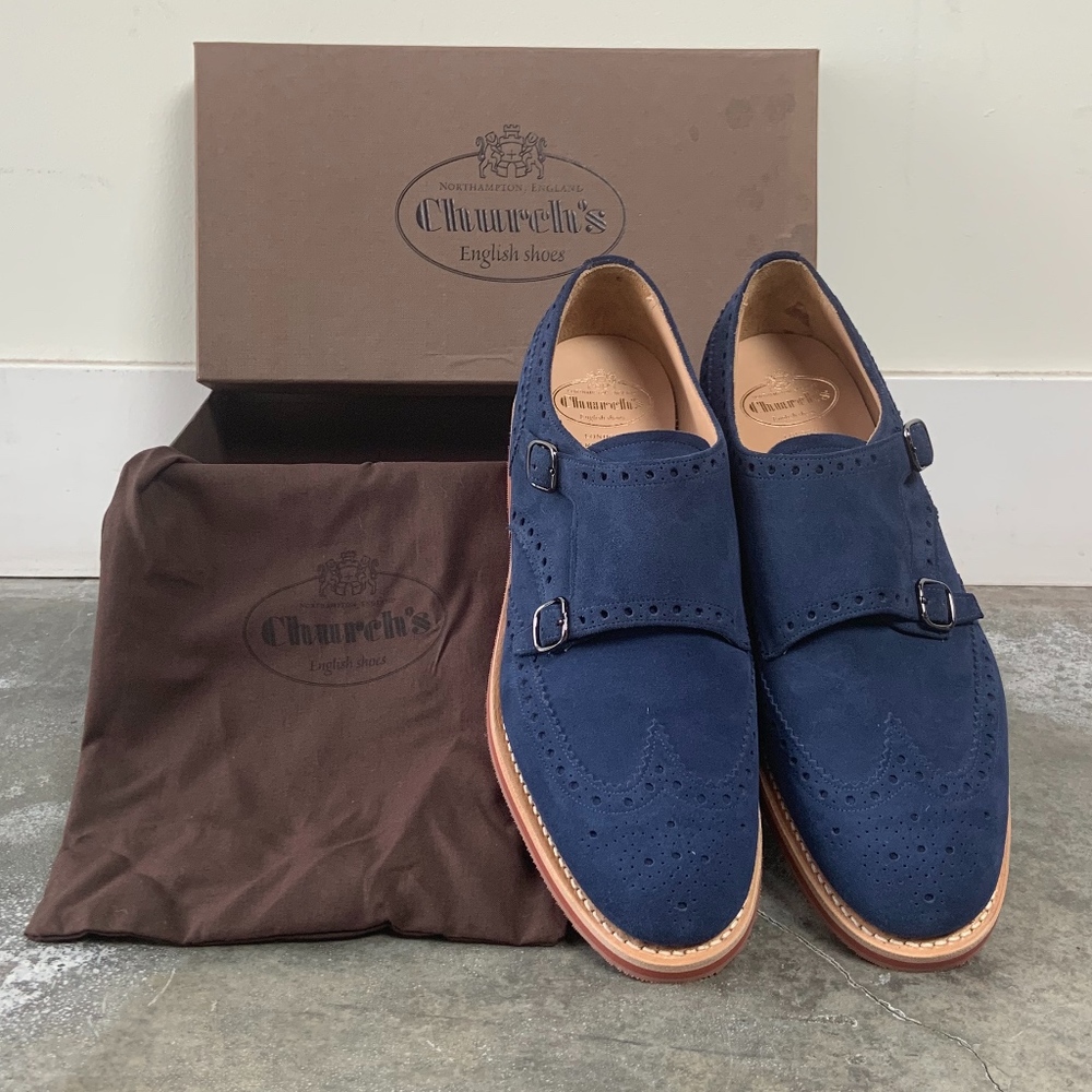 Sold 🛑 CHURCH's  Kelby blue suede double monk shoes